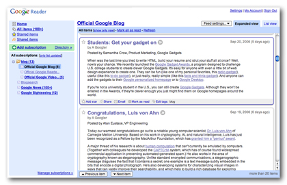 Google Reader UI