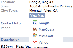 Facebook map selector