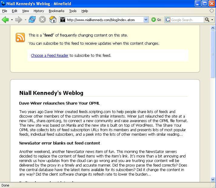 Firefox 2.0 feed preview