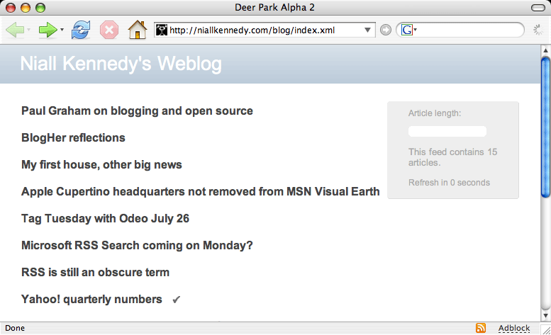 Firefox feed view
