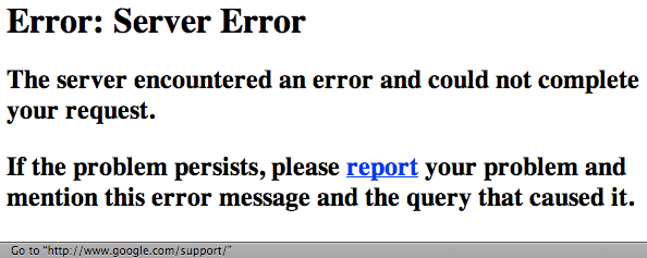 Google App Engine default 500 page