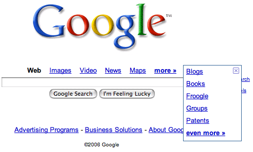 Full image of Google homepage showing search dropdown