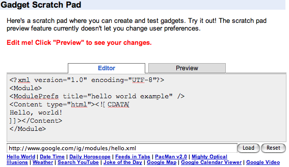 Google Gadget scratch pad