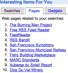 Google personalized recommendations gadget