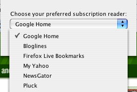 Google toolbar subscription preferences
