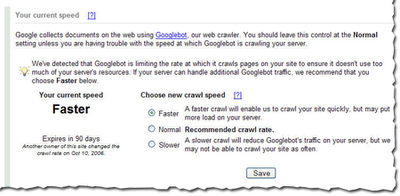 Google Webmaster tools crawl rate request