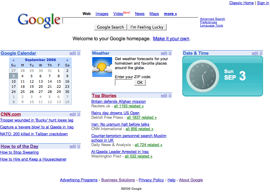 iGoogle homepage