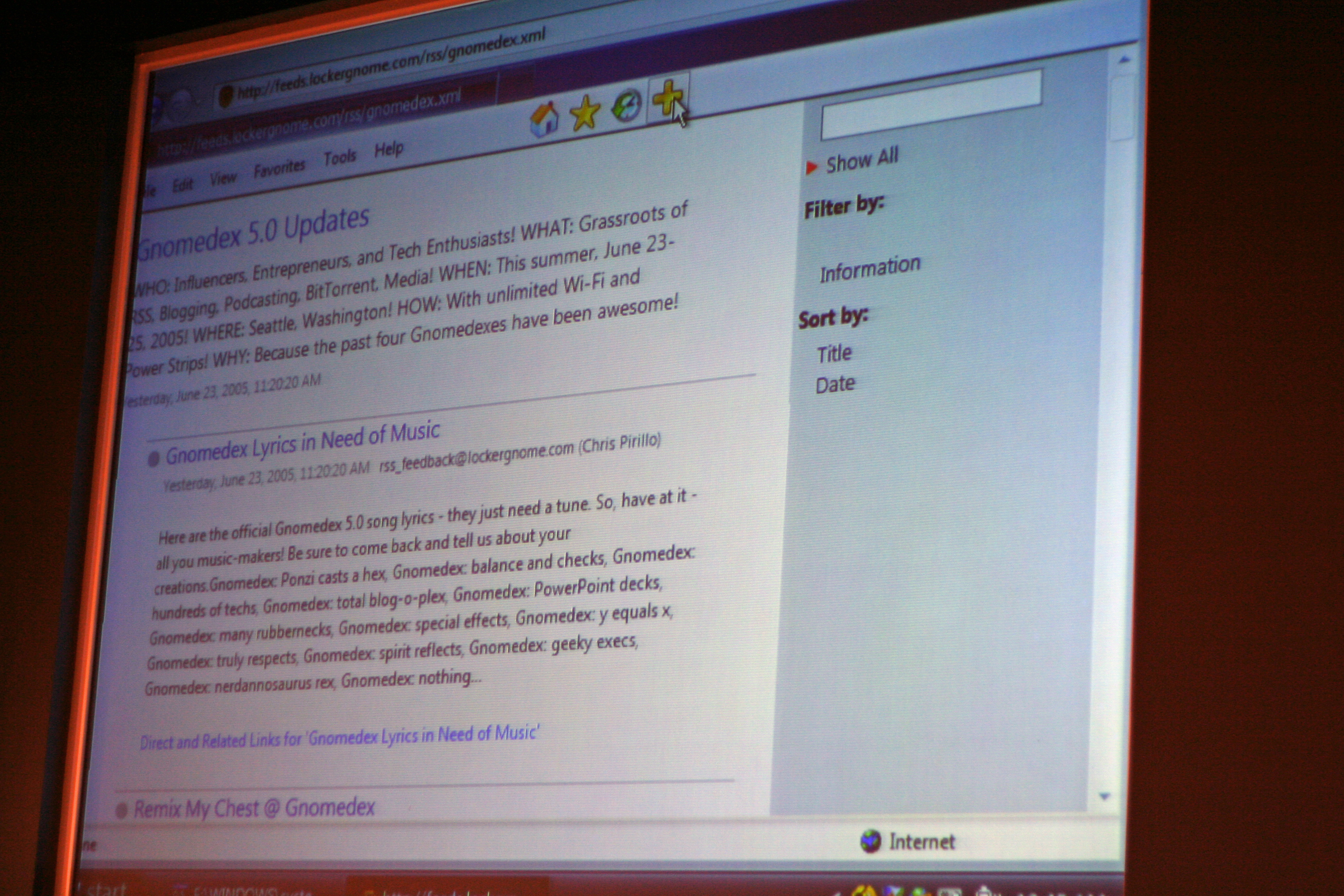 Internet Explorer RSS reader