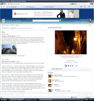 Windows Live Spaces screenshot