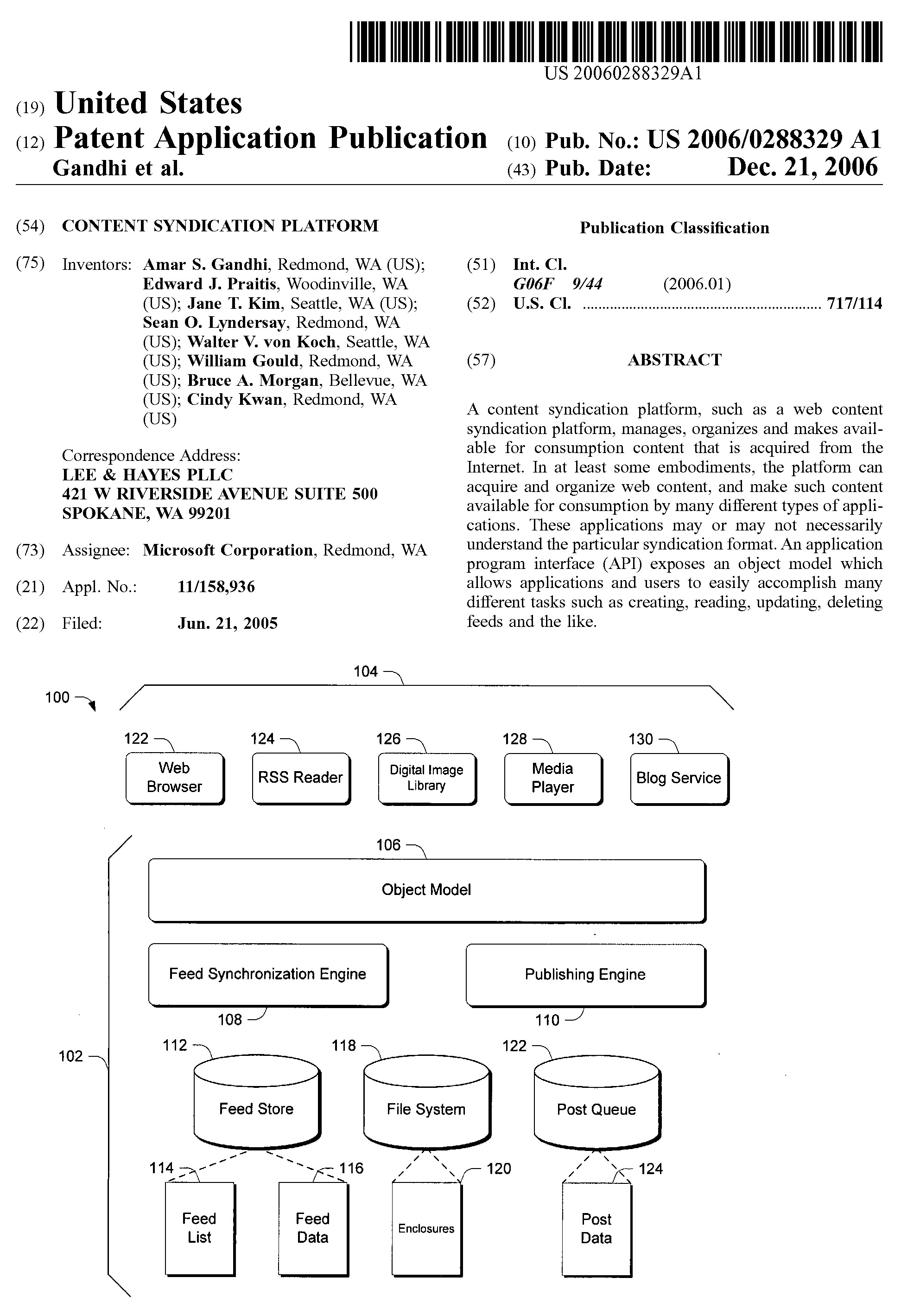 Microsoft Content Syndication Platform patent application