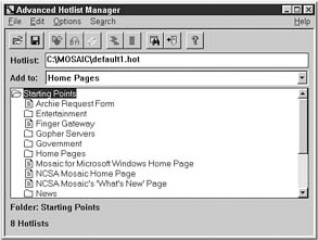 NCSA Mosaic hotlists