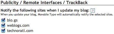 Movable Type default ping options