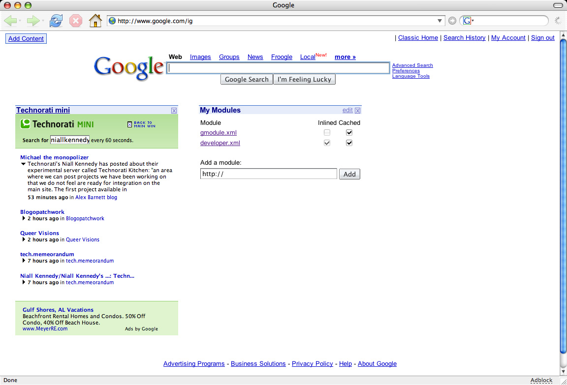My first Google homepage widget