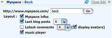 MySpace Netvibes module