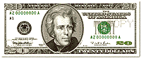Twenty dollar US bill