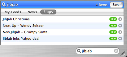 NewsFire RSS search using Feedster