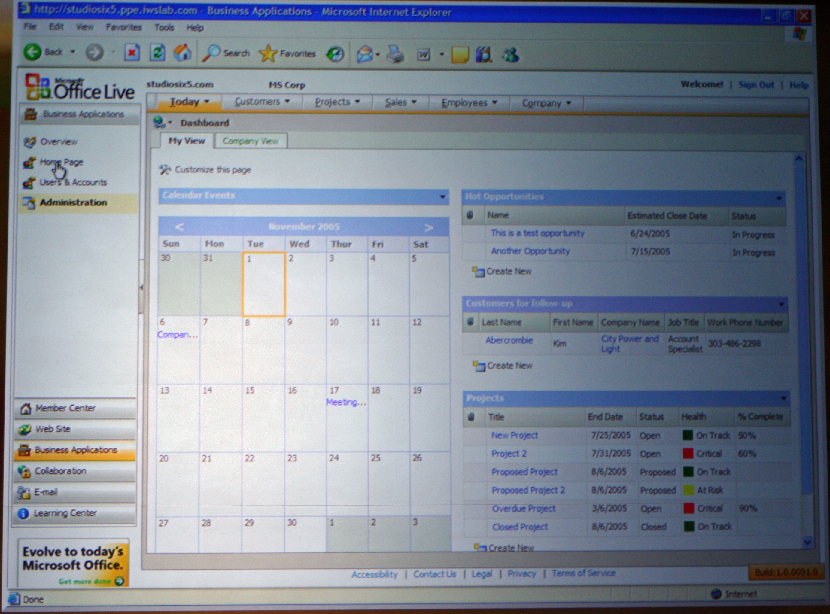 Office Live Dashboard