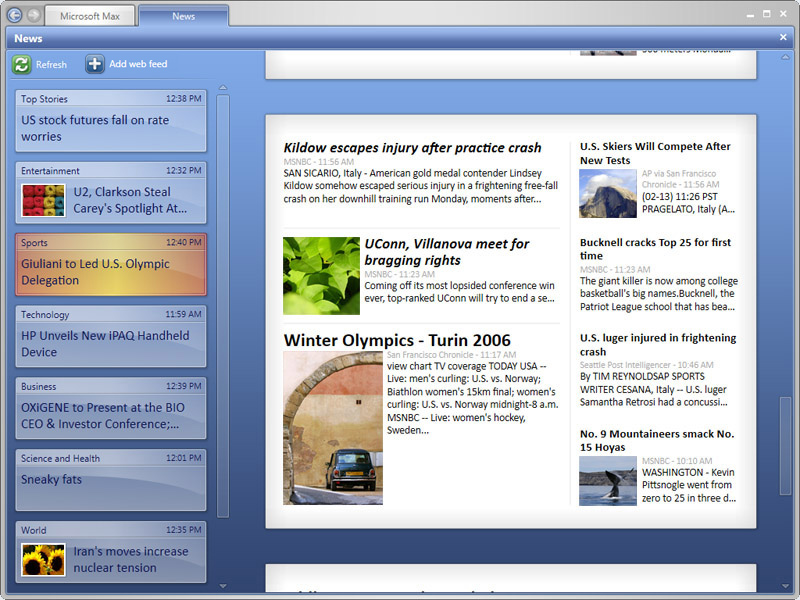 Microsoft Max news view
