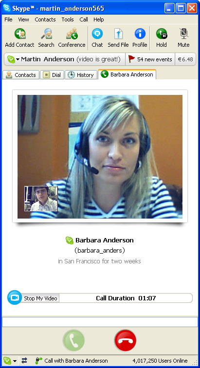 Skype 2.0 video call