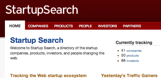 Startup Search screenshot