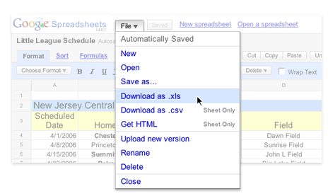 Google Spreadsheets save view
