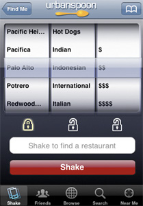 Urbanspoon iPhone restaurant selection screen