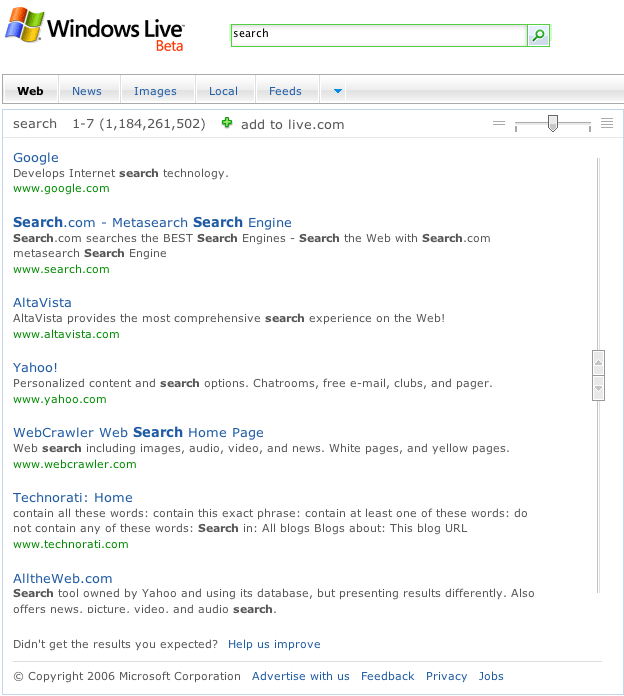 Windows Live Search