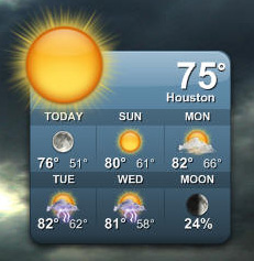 Windows Vista Sidebar weather widget floating