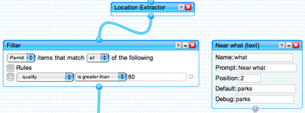 Yahoo Pipes sample edit interface